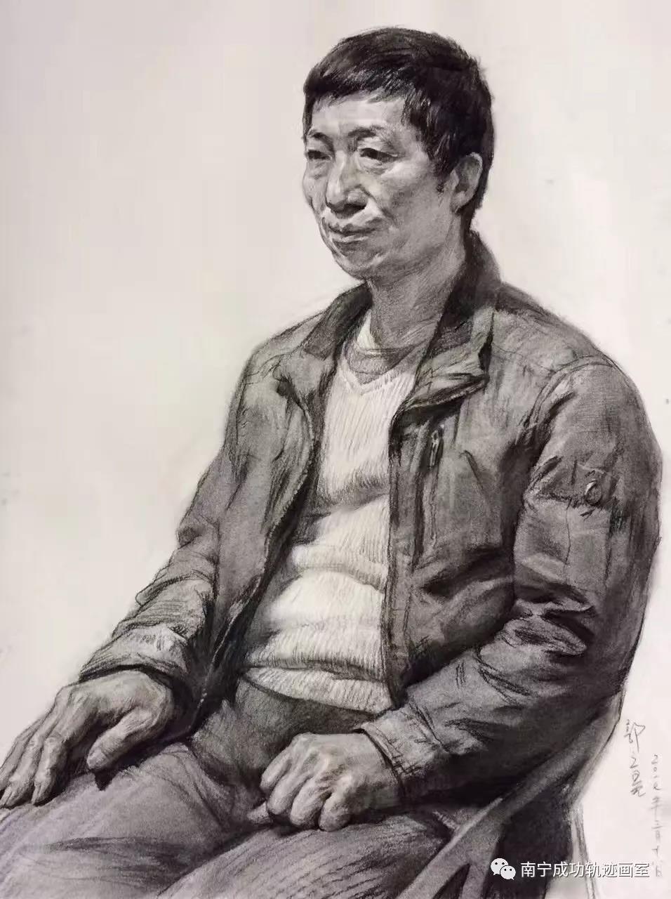 人物靠椅坐姿素描范画赏析