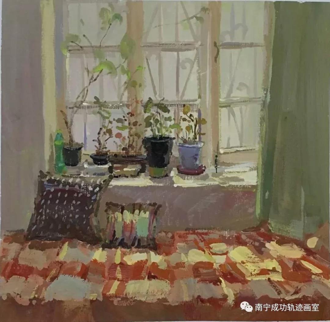 色彩静物窗台植物摆放范画赏析