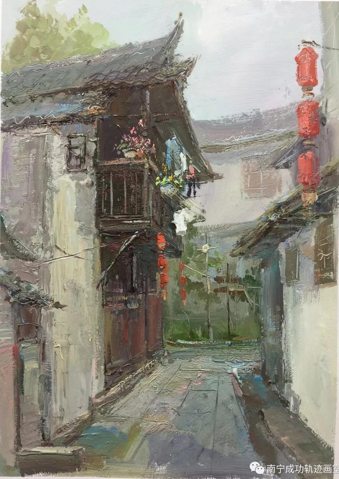 色彩静物老街范画赏析
